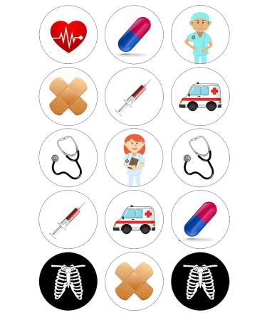 Nurse Cupcake Toppers 15 x 2" pre-cut per sheet