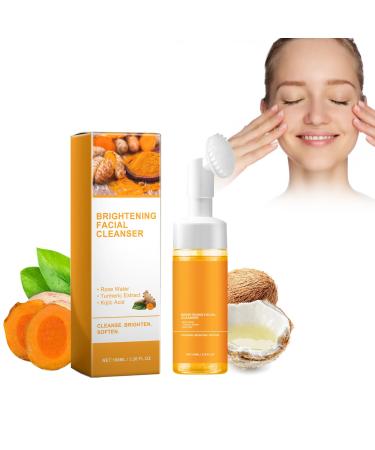 Utapossin Facial cleanser with turmeric extract 100 ml nourishing cleanser deep cleansing foam to refine pores hydrating rose water and kojic acid gentle cleansing for
