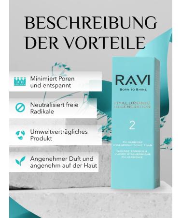 RAVI Born to Shine Tonic Foam pH Harmony Hyaluronic Regeneration Tonic Foam Hydrating Tonic Preparation for Skin Care Daily Care 100 ml - Buy Online on GoSupps.com