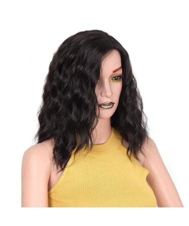 HBINGBING 14" Short Bob Water Wave Natural Looking Loose Synthetic Wig Color Natural Black High Temperature Fiber wigs for Women
