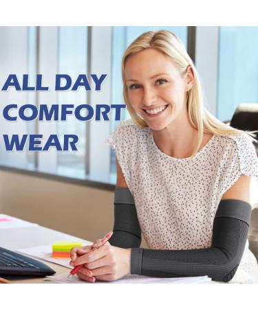 Beister Sports Compression Arm Sleeves for Men & Women - Pair of Full Arm Supports for Arthritis, Lymphedema, Bursitis - Non-Slip Breathable Elbow Braces for Workout - Black, Medium - Buy Online on GoSupps.com