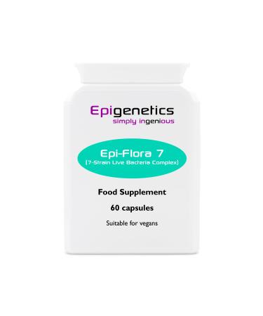 Epi-Flora 7 | Active 7 Strain Formula + Organic Jerusalem Artichoke (Prebiotic Inulin) | UK Made High Strength 7 Billion CFU | 60 Vegan Capsules