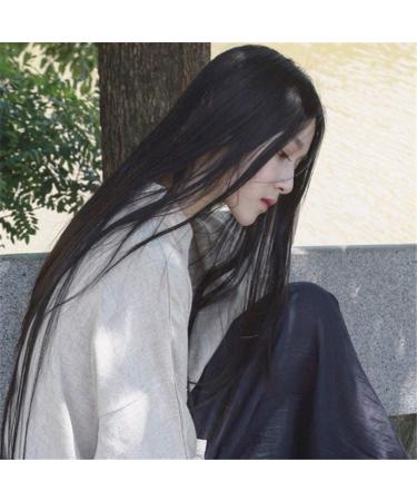 Middle Bangs African Black Long Straight Hair Korean Wig - Light Pink & Creamy White for Girls | Stylish & Trendy - Buy Online on GoSupps.com