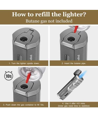 PIPITA Torch Lighter Windproof Cigar Lighter Adjustable Triple Jet Flame Refillable Butane Gas Lighters with Punch (Butane Not Included) - Buy Online on GoSupps.com