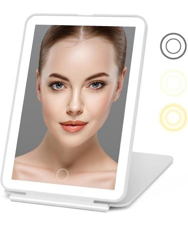 Rechargeable Travel Makeup Mirror with 72 LED Lights | Compact Slim Vanity Mirror with 3 Lighting Modes and Dimmable Touch Screen | Lighted Makeup Mirror for Travel (White) - Buy Online on GoSupps.com