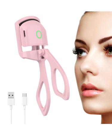 Heated Eyelash Curlers  Rechargeable Electric Handheld Eyelash Heated Curler  2 Heating Modes with Sensing Heating Silicone Pad   Fast Heating   Natural Curling Eye Lashes for Long Lasting  Pink