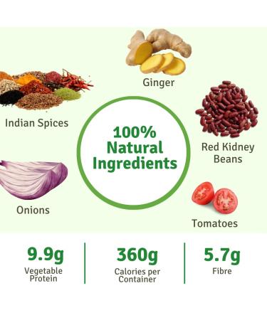 Food Earth Red Kidney Beans Curry & Steamed Rice - Organic, Gluten-Free, Ready-to-Eat Indian Meal - Pack of 6 - Buy Online on GoSupps.com