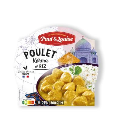 Paul & Louise Chicken Korma and its rice 300g - Ready in 2 min - 100% meat origin France