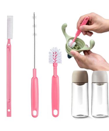 2 Bottle Scrub Brush Reusable Bottle Straw Brush in Different Size - Long Straw Cleaning Brush for Tumblers Drinking Glasses Strews Aezon 2 Pcs Pink