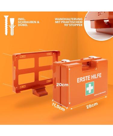 Karat Kleine First Aid Box DIN 13157 - Complete Emergency Kit for Offices Workshops & Home | Ideal for Up to 50 Employees | Wall Bracket Included (28x20x11.5 cm) - Buy Online on GoSupps.com