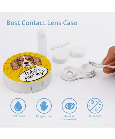 Letters Beagle Dog Round Case For Contact Lens Kit Storage Box with Mirror Printed - Buy Online on GoSupps.com