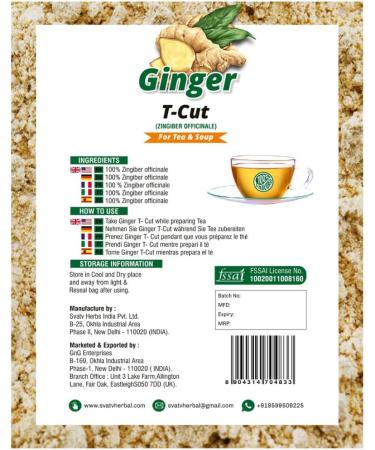 SVATV Ginger Loose tea Cut granules | Loose Leaf Herbal Tea | Boosts immunity | Excellent for tea coffee Pastries & cooking - 100g 3.52 oz 0.22 Lbs - Buy Online on GoSupps.com