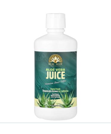 Real Aloe Aloe Vera Juice (32 fl oz) | Handcrafted from Certified Organic California-Grown Inner Leaf Gel | Aloin-Free Digestive & Gut Support | Made in USA 32 Fl Oz (Pack of 1)