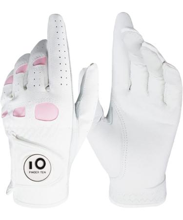 Finger ten golf gloves women left right golf glove with ball marker golf glove worth 1 2 pieces cabretta leather handle left right hand soft comfort fit size s m l xl 1 piece white m left - Buy Online on GoSupps.com
