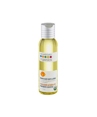 Nature's Baby Organics Baby Oil - Soothing & Hydrating Baby Oil - No Mineral Oil & Non-Greasy - Soft & Healthy Skin - Massage Oil for Newborn & Kids - Sunflower & Olive Oil - Mandarin Coconut - 4 oz 1 Pack 4 Ounce