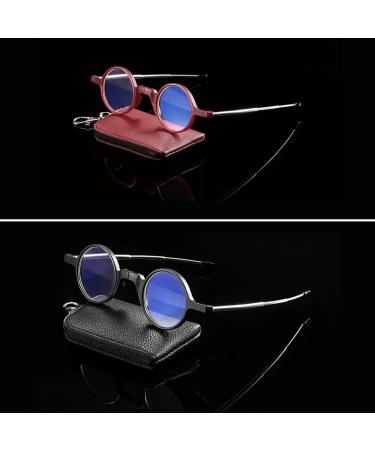2 Pack Portable Folding Round Frame Reading Glasses for Men Women Anti Blue Light Reader with Keychain Bag Compact(Grandeur:2.5x) - Buy Online on GoSupps.com