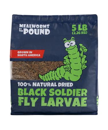 North American Grown Dried Black Soldier Fly Larva (5 lbs) - More Calcium Than Mealworms - Treats for Chickens, Wild Birds, & Reptiles