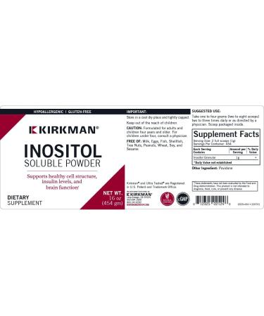 Kirkman Inositol Pure Soluble Powder - Hypoallergenic | 454 gm/16 oz - Buy Online on GoSupps.com