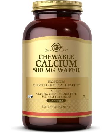 Solgar Chewable Calcium 500 mg - 120 Wafers - Promotes Musculoskeletal Health - Non-GMO, Vegan, Gluten, Wheat & Dairy Free, Kosher - 60 Servings
