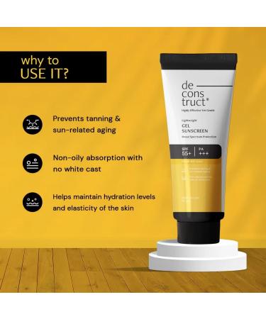 De-construction Lightweight Gel Sunscreen with SPF 55+ PA+++ Broad Spectrum Protection 50g - Buy Online on GoSupps.com