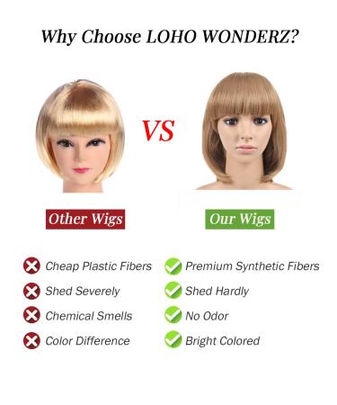 LOHO WONDERZ 9 Pieces Short Bob Hair Wigs - Candy Colored Cosplay Wigs for Women & Girls | Perfect for Daily Party & Bachelorette Decorations - Buy Online on GoSupps.com
