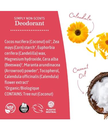 Earth Mama Simply Non-Scents Deodorant - Fragrance-Free Safe for Sensitive Skin Pregnancy & Breastfeeding Organic Calendula & Coconut Oil No Baking Soda or Aluminum - 2.65 oz - Buy Online on GoSupps.com