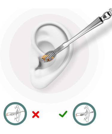 2Pcs/Set Dual-end Ear Pick Set Curette Ear Wax Remover Spiral Spring Earpick Stainless Steel Ear Cleaner - Buy Online on GoSupps.com