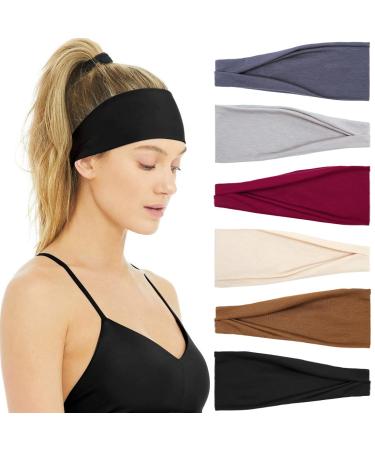 Huachi Women's Headbands Non Slip Fashion Headbands for Women's Hair Workout Yoga Exercise Sweat Wicking Bands Summer Hair Accessories Elastic Hair Bands Headbands Color-6