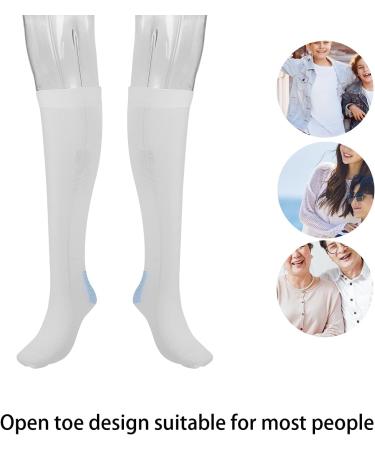 Compression Stockings for Varicose Veins Relief - Open Toe Thigh High Unisex White (M) - Prevent Leg Swelling - Buy Online on GoSupps.com