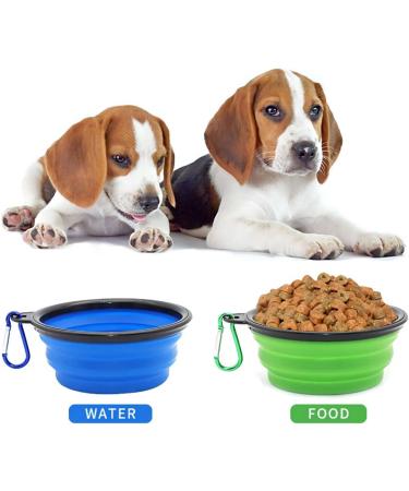 Collapsible Water Bowl for Dogs & Cats - Portable Pet Food Bowl with Carabiner (350ml) | Small Blue & Green - Buy Online on GoSupps.com