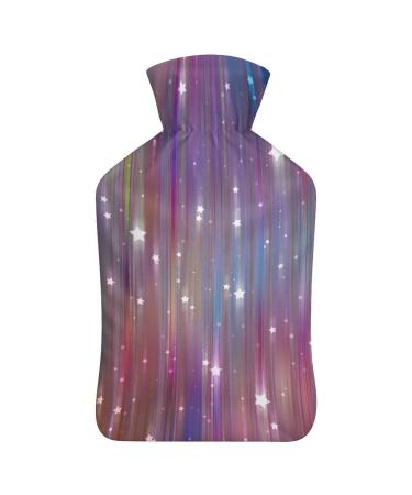 Color Glitter Hot Water Bottle With Cover Plush Bed Bottle Hand Warmer For Adults And Children 26.5X15.3cm