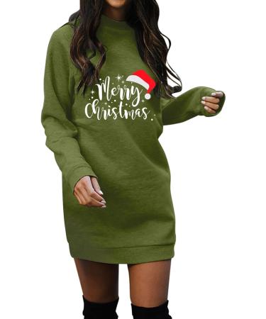 Shop Hanxiulin Women's Christmas Rock Print Oversized Hooded Sweater Dress - Perfect for Autumn Winter & Holiday Cheer - Buy Online on GoSupps.com