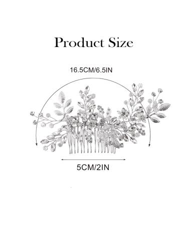 Rhinestone Wedding Hair Comb with Leaf Bead Design - Crystal Bridal Headpiece for Bride and Bridesmaids (Silver) - Buy Online on GoSupps.com