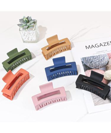 6 Pack Big Claw Hair Clips for Women - 4.1 Inch Non-slip Rectangle Jaw Clips - Stylish Matte Hair Accessories for Thick Hair - Buy Online on GoSupps.com
