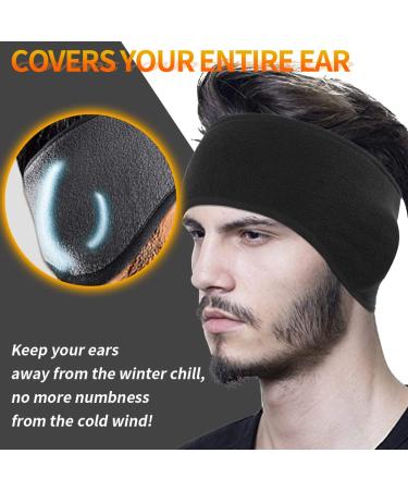 Acokac Winter Fleece Ear Warmer Headband - Black | Cold Weather Ear Muffs for Ski, Running & Cycling - Buy Online on GoSupps.com