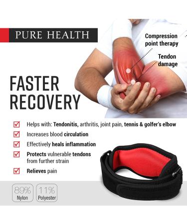 Pure Health Tennis Elbow Strap Support for Men & Women - Arm Support for Tennis Elbow Golfers Elbow Pain Relief -Adjustable Tennis Elbow Support -Elbow Brace with EVA Compression Pad Pack 2 - Buy Online on GoSupps.com