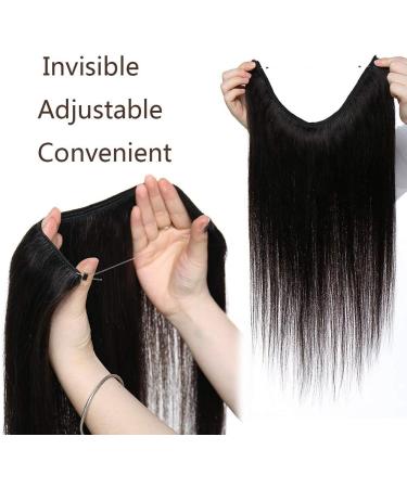 Wire In Hair Extensions One Piece 20inch #1B Natural Black 100% Real Remy Human Hair Natural Invisible - Buy Online on GoSupps.com