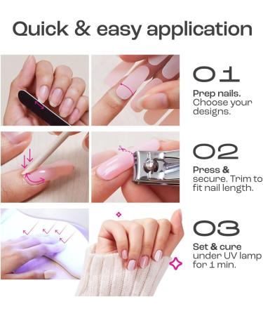 Gya Labs Nail Stickers - Semi Cured Gel Nail Strips for Women - 20 Pcs Nail Art Kit for Party Glamour - Buy Online on GoSupps.com