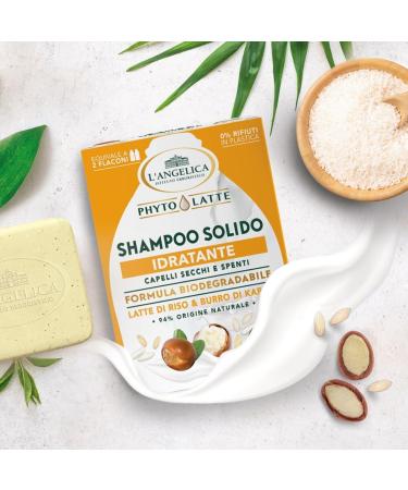 COSWELL SpA LAngelica Hydrating phytolactic shampoo natural shampoo with rice and shea butter dry hair moisturizes and gives hair shine 1 pack of 60 g Moisturizing 60 g 1er Pack