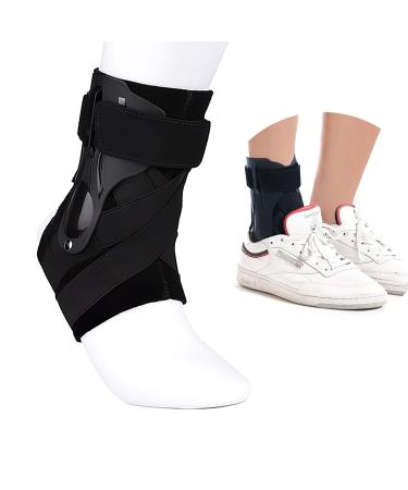 Chlffua Ankle Support Brace with Side Stabilizers and Cross Auxiliary Fixing Belt Strength Protection for Sports Injury Recovery Sprain Arthritis Strain Fatigue Foot Pain Relief 1 Piece (L) Black L
