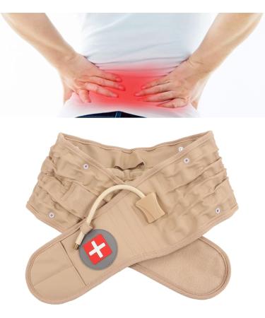 Fauitay Inflatable Lumbar Decompression Belt - Back Pain Relief Supportive Waist Strap Comfortable Khaki-Silver Design - Buy Online on GoSupps.com
