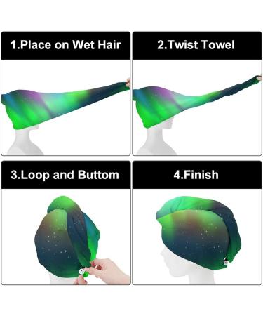 Green Aurora Microfiber Hair Towel Wrap for Women | Super Absorbent Hair Turban 10x26 Inch - Buy Online on GoSupps.com