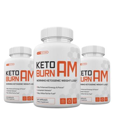 Nutra City (Pack of 3) Keto Burn AM Morning Ketogenic Weight Management Keto Burn Pills for Men and Women 180 Capsules 3 Months Supply