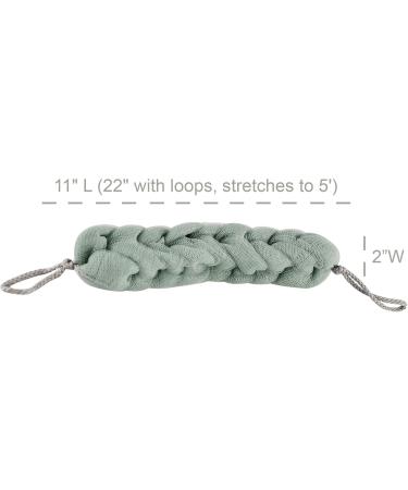 HOME-X Green Long Stretch Braided Bath Sponge Exfoliating Loofah Set - 2 Pcs-11 - Buy Online on GoSupps.com