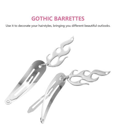 Silver Y2K Snap Clips: 5 Pairs Gothic Metal Vintage Charms Hair Accessories for Women - Buy Online on GoSupps.com