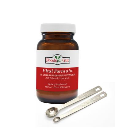 Foods For Gut Vital Formula 12 Strain Probiotics Powder 260 Billion CFU | Made in USA | Digestive & Immune Support | High Potency | 30 Grams (1.05 Oz) 1.05 Ounce (Pack of 1)