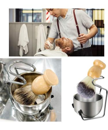 Shaving Brush Stand with Bowl Stainless Steel Shaving Brush Stand Holder Razor Bowl Grooming Set Male Facial Cleaning Tools (Silver) - Buy Online on GoSupps.com