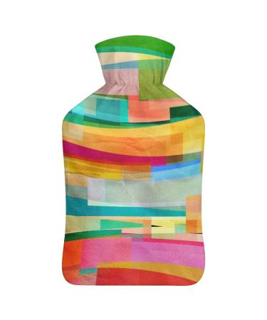 Color Hot Water Bottle With Cover Plush Bed Bottle Hand Warmer For Adults And Children 26.5X15.3cm