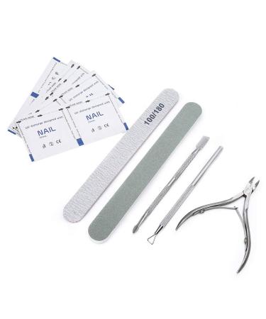 Manicure Tool Set Stainless Steel Cuticle Nippers Pusher File for Nail Polish Removal Suitable for Household and Nail Salon Use