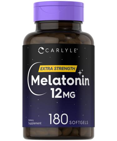 Carlyle Melatonin 12 mg | 180 Softgel Capsules | Adult Extra Strength Support Supplement | Non-GMO Gluten Free